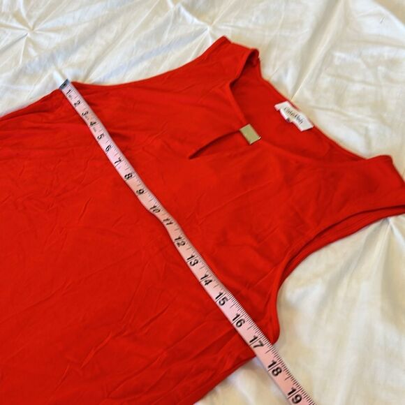 Calvin Klein Women's Orange Round Neck Sleeveless Blouse Top Size Large - Picture 7 of 8
